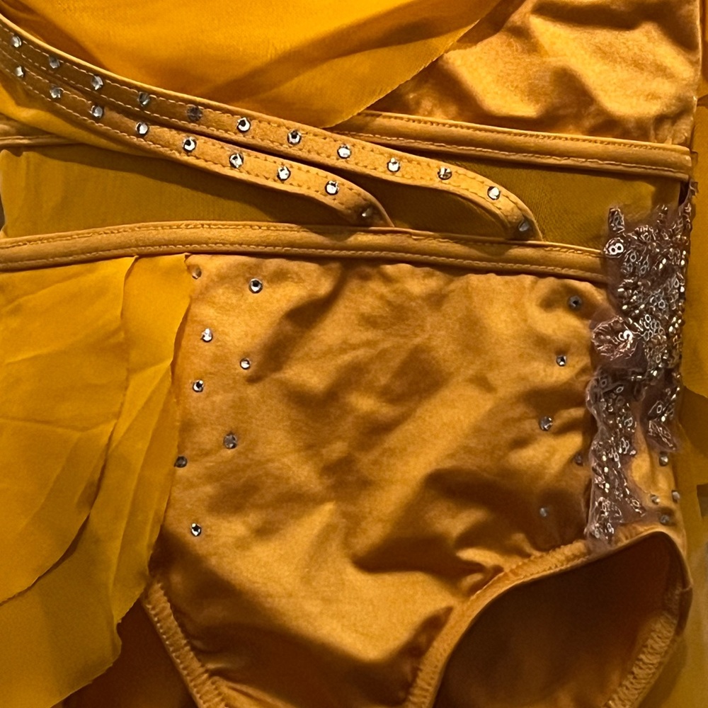 Weissman Golden Dance Costume with Sparkling Skirt - Picture 5 of 11